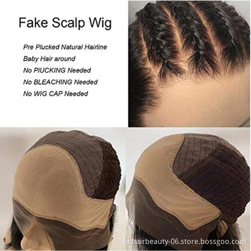 Faked Scalp Wig 13x4 Lace Front Human Hair Wigs Pre Plucked Hairline Brazilian Remy Body Wave Human Hair Wigs for Women